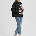Womens Soft Polar Fleece Jacket Lightweight Long Sleeve Horn Button Warm Shacket Coat Comfortable Outerwear (Black, S)