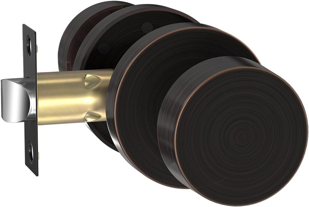 Goldenwarm Oil Rubbed Bronze Closet Door Knobs, Heavy Duty Zinc-Alloy Passage Bronze Interior Door Knobs, Indoor Doorknobs for Hallway, Hall(1 Pack)