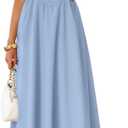 ZESICA Women's Summer Sleeveless Halter Midi Dress 2026 Off Shoulder High Waist Flowy Beach Wedding Guest Long Dresses (Large, Blue)