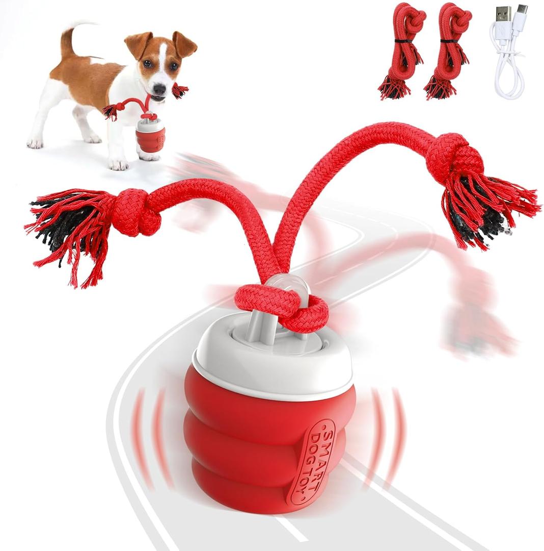 Interactive Dog Toys for Boredom- Rechargeable Electric Dog Balls, Dog Toys to Keep Them Busy, Automatic Moving Dog Products, Interactive Puppy Dog Toys Ball (Crimson)
