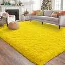 Soft Shag Rugs for Bedroom, 4x6 Yellow Fluffy Shaggy Rugs for Living Room Nursery, Luxury Modern Plush Carpet Girls Boys Kids Room Dorm Indoor Home Decor, Upgrade Non-Slip