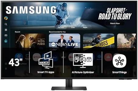 Samsung 43” Smart Monitor M7 (M70F) 4K UHD Display, Samsung Vision AI, Smart TV Apps, Gaming Hub, USB-C, HDMI and USB-A, Black, LS43FM702UNXZA, 2025