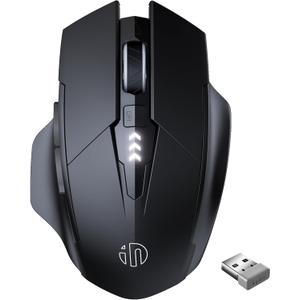 INPHIC Wireless Mouse Rechargeable, [Battery Level Visible], Silent Click USB 2.4G Cordless Mouse for Laptop PC Computer Tablets, 6 Buttons, 2400DPI 4 Adjustment Levels, Black
