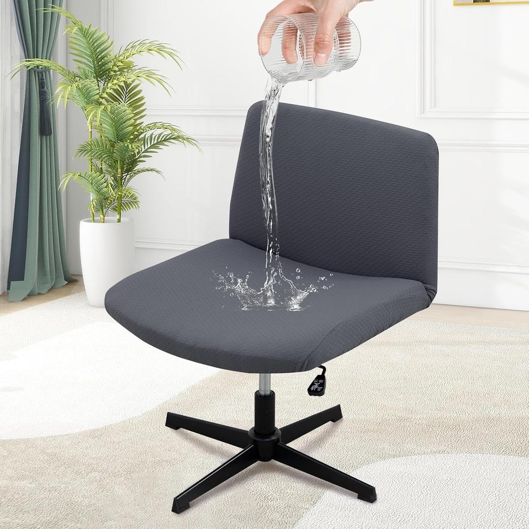 MINGPINHUIUS Armless Swivel Chair Cover: Stretch Waterproof Criss Cross Chair Slipcover Wide Seat Computer Task Chair Vanity Slipper Chair Covers for Accent Chair(Grey, Water Resistant Style) MINGPINHUIUS Armless Swivel Chair Cover: Stretch Waterproof Criss Cross Chair Slipcover Wide Seat Computer Task Chair Vanity Slipper Chair Covers for Accent Chair(Grey, Water Resistant Style)