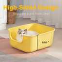 Large Cat Litter Box with High Sides,Cat Boxes for Indoor Cats,Cat Litter Pan for Kitty,Litter Box with Low Entry,Easy to Clean,Anti-Splashing (Grey)