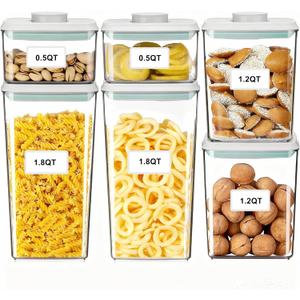 Pop Containers with Lids - Stackable Airtight Food Storage, Kitchen Pantry Storage Containers for Snacks Candy Salt Herbs Spices BPA-Free (0.5qt +1.2qt +1.8qt)*2