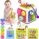 kecristv Montessori Toys for Toddler Girls Boys, Baby Sorter Learning Sensory Activity Cube, Toddler Girl Boy Easter Basket Stuffers Birthday Gifts, Baby Toys 18+ Months