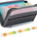 Small Accordion File Organizer, 13 Pocket A6 Size Receipt Coupon Holder Organizer, Portable Mini Expanding File Folder for Storage Cards, Bills, Receipts, Coupons, Cash - 8" x5.3 (Black)