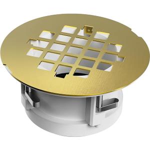 Shower Drain Replacement for Fiberglass & Plastic Shower Pans, Installs from Top Only, Chrome Fit for 4"- 4 1/2" Drain Flange & 2" ABS, PVC, Galvanized Steel & Cast Iron Drain Pipes (Gold) Shower Drain Replacement for Fiberglass & Plastic Shower Pans, Installs from Top Only, Chrome Fit for 4"- 4 1/2" Drain Flange & 2" ABS, PVC, Galvanized Steel & Cast Iron Drain Pipes (Gold)