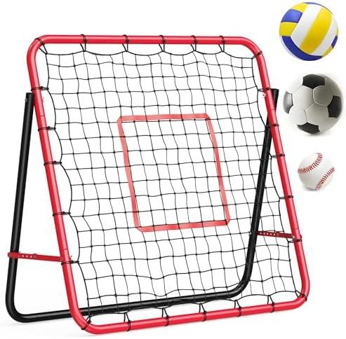 GarveeLife 4x4Ft Adjustable Sport Rebounder Net for Soccer, Baseball, Volleyball and Softball, for Passing, Throwing, and Ball Control, Portable for Improve Sport Training Skills for Backyard
