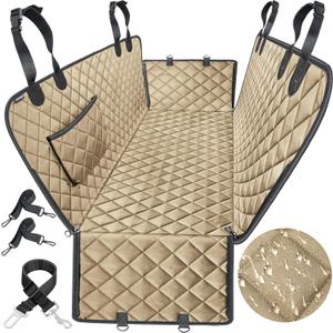 URPOWER Dog Car Seat Cover for Back Seat Waterproof Seat Cover Hammock 600D Heavy Duty Scratch Proof Nonslip Durable Soft Backseat Covers for Cars Trucks and SUVs (Light Brown)