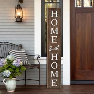 Home Sweet Home Porch Sign 47.2H Wooden Welcome Sign Vertical Hanging Signs For Standing Front Porch Standing Farmhouse Porch Signs Outdoor Tall Sign Decorations Outdoor Welcome Signs for Porch -brown