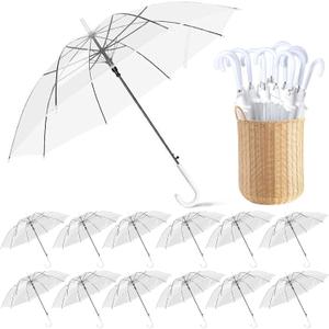 Wedding Clear Bubble Umbrella Bulk 52 Inch Large Dome Rain Windproof Stick Umbrellas,High-Visibility Transparent Rain Umbrellas, Firm and Durable, Easy Operation, Large Clear Umbrella for Wedding Bride Groom Photography Golf Outdoor Parties