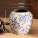 Blue and White Ceramic Vase, Vintage Porcelain Vase with Crackle Glaze, Farmhouse Rustic Oriental Decorative Centerpiece for Living Room, Dining Table, Entryway, and Bookshelf (Classic Belly)