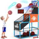 Arcade Basketball Game Set with Electronic Scoreboard&LED Light: Carnival Games Boy Toys Basketball Hoop Indoor Outdoor with 4 Balls & Air Pump Ideal Sports Toy Gifts for Kids 3-12 Years Old