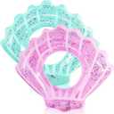 2 Pack Shell Swim Rings Inflatable Seashell Pool Float Swimming Floatie Glitter Confetti Raft Water Swim Tube Summer Beach Party Decorations for Kids Toddlers Teens (Pink, Blue)
