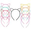 lasenersm 12 Pieces Plastic Cat Ears Headband Multicolor Cat Ear Headbands Headwears for Women Makeup Daily Decorations (At Least 10 Colors)