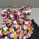 Fanuerg Women's Tankini Swimsuits Ruffled Flowy Tankini Tops with Boy Shorts Swimwear Tummy Control Two Piece Bathing Suits (Medium, Orange Floral)