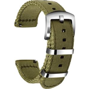 Nylon Watch Strap Replacement Canvas Watch Band Military Army Men Women - 18mm, 20mm, 22mm, 24mm Watch Bracelet with Stainless Steel Silver Buckle