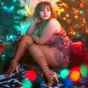 WiliW Christmas Pantyhose for Women Plus Size, Christmas Patterned Tights, High Waist Control Top Sheer Pantyhose (Black)