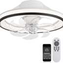 Enclosed Ceiling Fans with Lights,Flush Mount Modern Ceiling Fan and Remote Control,18.89 in Fandelier Ceiling Fan with Light,3000K-6500K Dimmable LED Fan Light-016