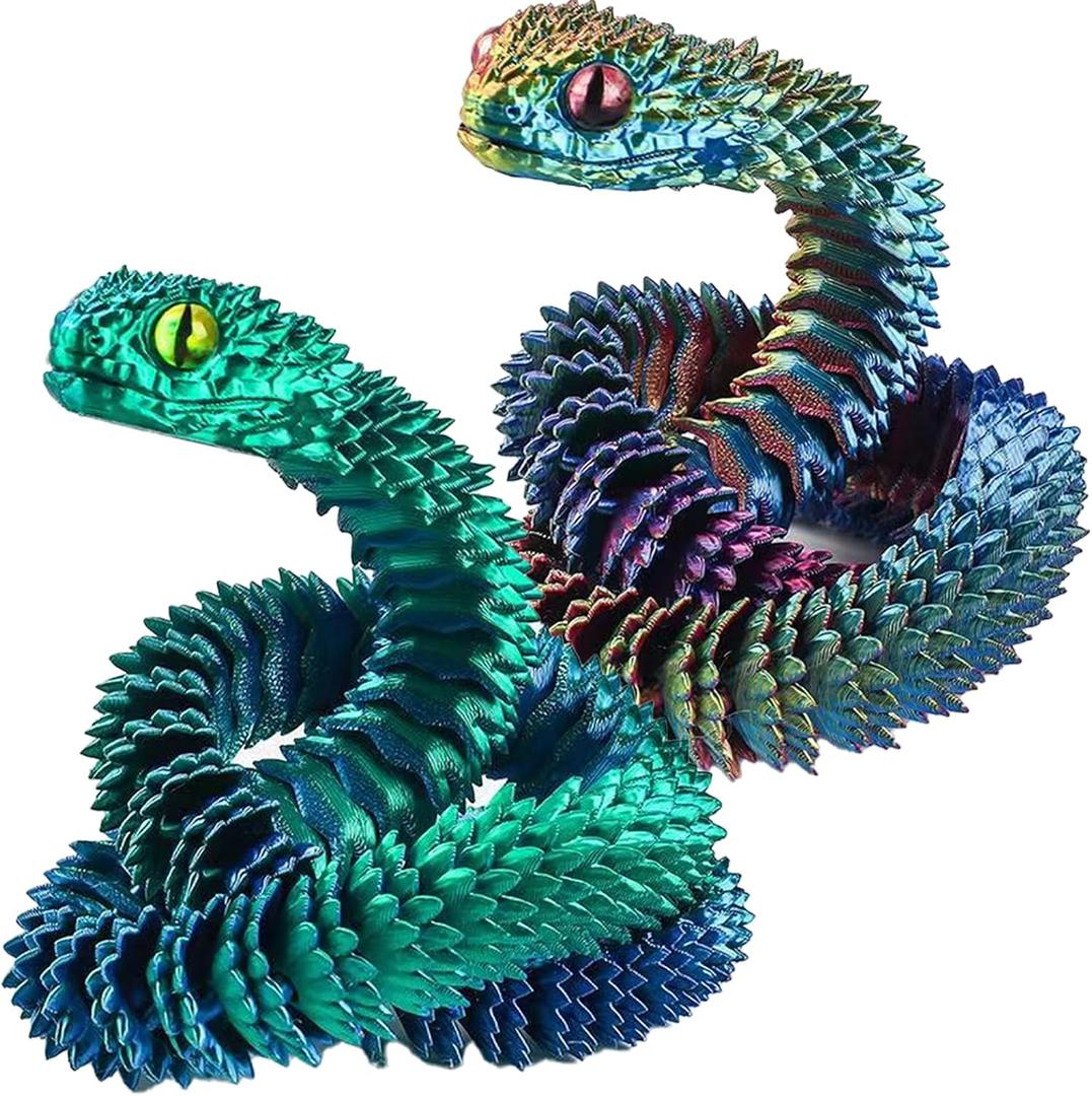 24-inch 3D Printed Snake, 2 Packs Flexible 3D Printed Animal Snake Stuff Decorative for Kids Home Decor Gifts for Valentine's Day Easter