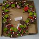 Valentines Day Wreath Decor with 20 Red and Pink Lights Timer, 18 Inch Valentines Wreaths for Front Door Rose Berry Green Leaf, Wood Heart Wreaths for Anniversary Valentines Day Decor Outdoor Indoor