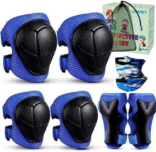 Kids Knee Pads and Elbow Pads Set for 3-13 Years, Kids Toddler 3 in 1 Protective Gear Set with Wrist Guards for Skateboard, Scooter, Cycling, Riding Sports, Gift for Youth Boys Girls