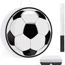 Hooqict Soccer Ball Pinata with Blindfold and Bat Stick Soccer Birthday Party Decorations for Kids Boys Men Sports Themed Party Supplies School Classroom Activities