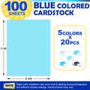 100 Sheets 8.5" x 11" Colored Cardstock, 5 Assorted Blue Shades of 180GSM/65LB Construction Paper, Blue Cardstock Printer Paper Card Making, DIY Crafts, School Supplies, Party Decorations