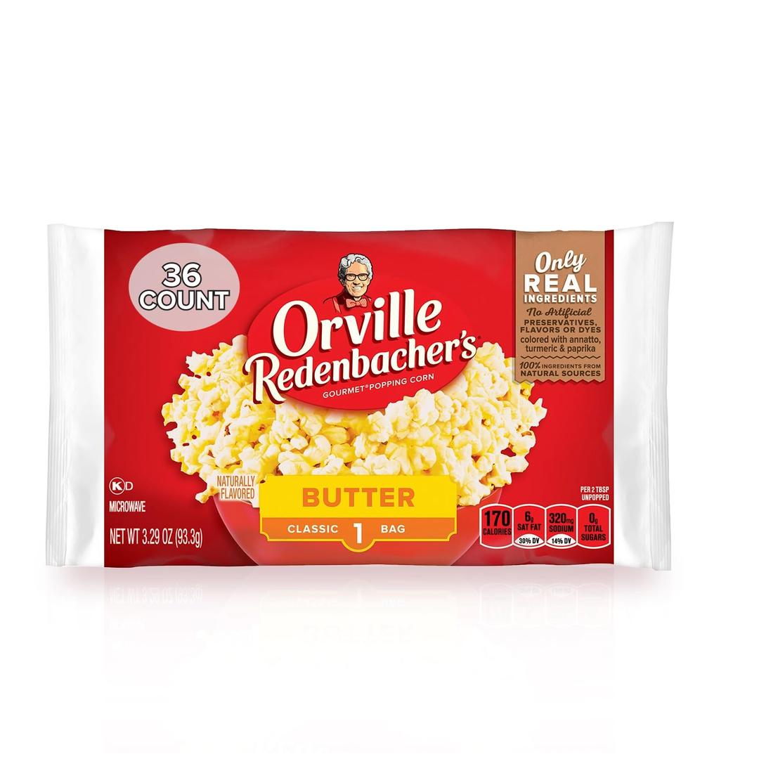 Orville Redenbacher's Microwave Popcorn, Butter Flavor, 3.29 oz. (Pack of 36) BB 8/3/26