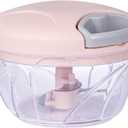 Manual Garlic Chopper, 500Ml Pink Cover ABS Resin Hand Pull String Chopper for Crushing Vegetables and Spice (Pink)