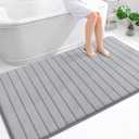 OLANLY Memory Foam Bath Mat 70x46, Super Soft Absorbent Bathroom Rugs, Quick Dry, Machine Washable Shower Floor Rugs, Bathmat Carpet, Bathroom Home Decor Accessories, Grey