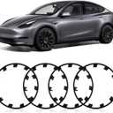 Wheel Rim Protect for Tesla Model Y 21" (2020-2024), Easy-Install Hubcaps Wheel Cover, Scratch-Resistant Car Tire Trim Rings, Stylish Design for Induction Wheels, Matte Black 4Pcs Model Y Accessories