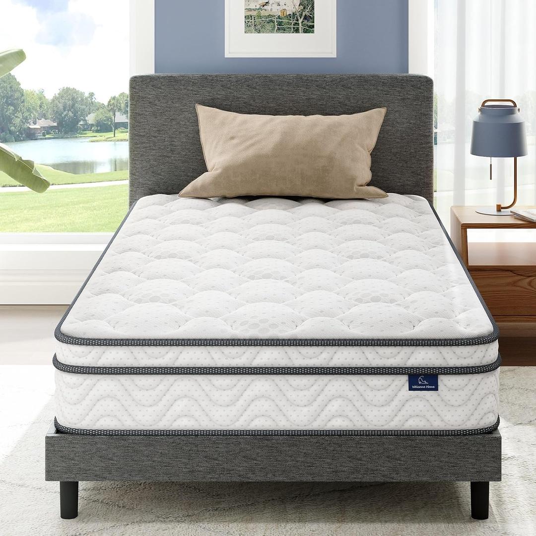 Vesgantti Twin Mattress, 10 Inch Hybrid Single Bed Mattress in a Box with Memory Foam and Pocket Spring, Ergonomic Design & Pressure Relief, Medium Firm Feel, 39"*75"*10"