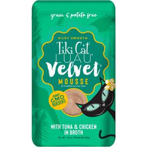 Tiki Pets Tiki Cat Velvet Mousse Grain-Free Wet Food with a Silky-Smooth Texture for Adult Cats & Kittens, 2.8oz, 12pk, Tuna & Chicken, 48005
