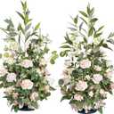 Ling's moment 41" Tall Ground Flowers for Wedding Decor, 2pcs Free Standing Artificial Flowers Arrangements, Aisle Chair Backdrop Decoration for Garden Arch Entryway Ceremony Reception, Blush & Cream