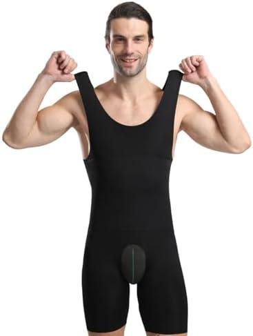 BaronHong Mens Sleeveless Full Body Shaper Underwear Slimming Compression Bodysuit Shapewear Tummy Chest Control 3XL