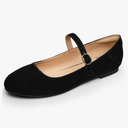 Trary Mary Jane Ballet Flats, Black Flats for Women, Ankle Strap Dressy Comfortable Flats Size 7 Black Suede
