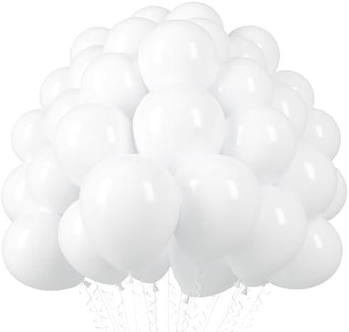 Voircoloria 110pcs White Balloons 12inch Matte White Latex Party Balloons for Wedding, Birthday, Graduation, Bridal Shower, Baby Shower, Bachelorette and Engagement Decorations