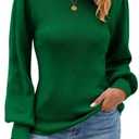 QACOHU Womens Fall Long Sleeve Ribbed Knit Sweater Crewneck Casual Slim Fit Pullover Jumper Tops Size XL, Green