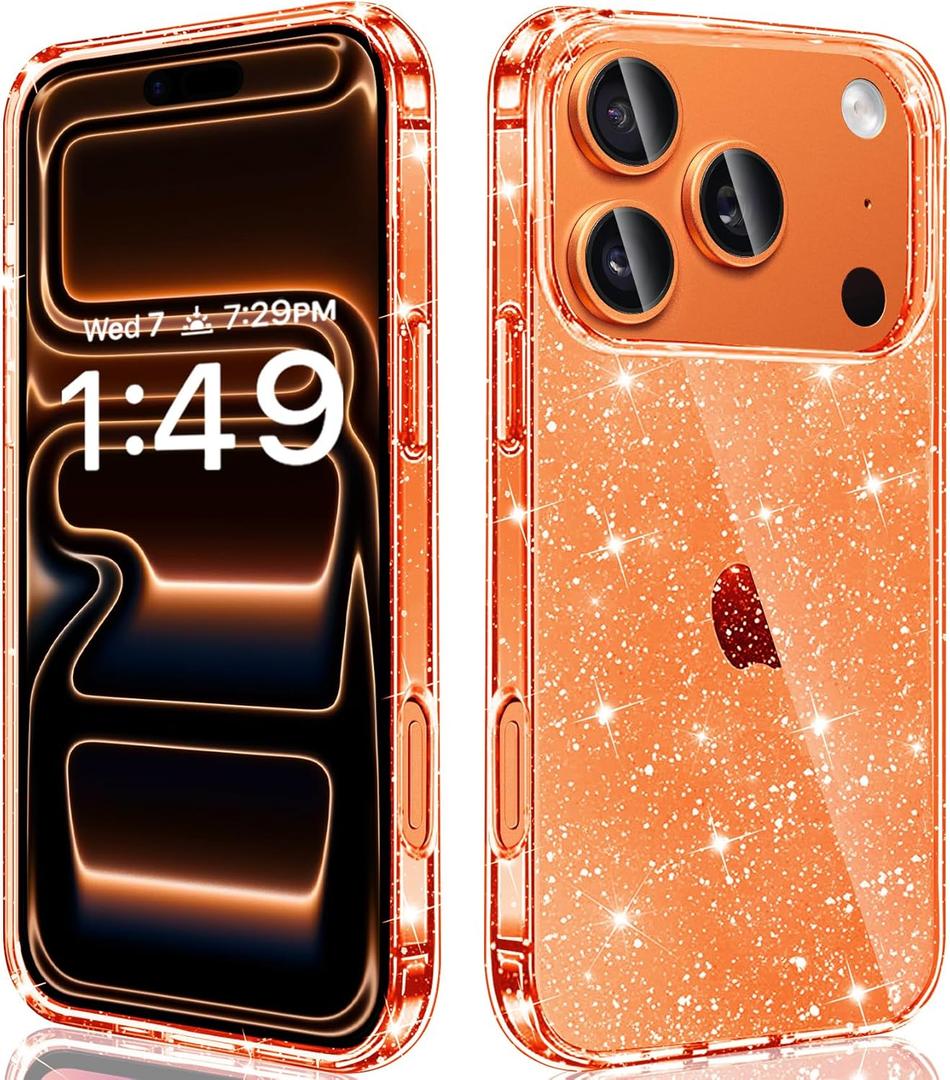 JJGoo Compatible with iPhone 17 Pro Max Case Clear Glitter, Sparkle Soft TPU Transparent Shockproof Women Girls Slim Bling Sparkly Bumper Cover Phone Cases