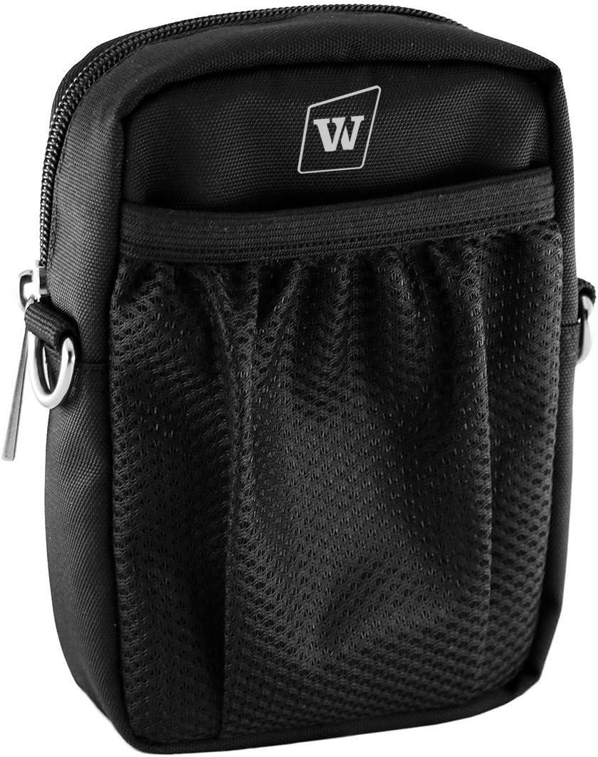W WINBRIDGE Voice Amplifiers Speaker Carry Case Cover Bag with Mesh Pocket Zip And Snap Hook Fit USB Cable Wall Charger Phone WB010