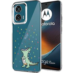 Unov Case for Moto Edge 50 Fusion 5G / G85 5G / S50 NEO 5G / G96 5G, Crystal Clear with [Anti-Slip Embossed Pattern], Shockproof Slim Protective [Anti-Yellowing TPU] Back Cover, Rainbow Dinosaur