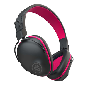 JLab JBuddies Pro Wireless Over-Ear Kids Headphones, 35+ Hour Battery Life, Built-in Volume Regulators for Safety, Share Mode, Folding, Adjustable, Noise Isolation, with Mic, Pink