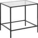 CAWS 22" W Black End Table, Tempered Glass Rectangle Side Table, Night Stand, Modern Minimalist Table, 21.97"L x 18"W x 22"H