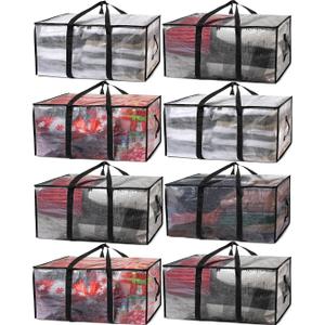 ClearSpace Heavy Duty Moving Bags or Storage Bags Clear Storage Bins with Lids, Large Moving Boxes with Backpack Straps & Zippers Packing Bags & Moving Supplies for College Dorm- 8 Pack