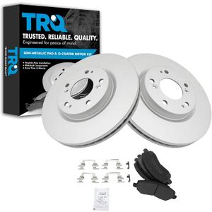 TRQ Front Metallic Brake Pads & G-Coated Rotor Kit for Chrysler Dodge Jeep Mitsubishi (BKA10685)