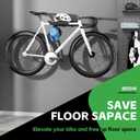Bike Wall Mount Rack Indoor Bike Storage Garage Bike Rack Wall Mount with Shelf and Hooks Store Your Helmet and Shoes for a Single Road, Mountain or Other Bicycle (Fit Crank Bicycle,16" Stud)