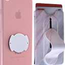 Detachable Cell Phone Wallet Mobile Phone Kickstand Finger Grip Stand, Selfie and Hand-free Wireless Charging Compatible for iPhone and Smartphones (Marble Brown)